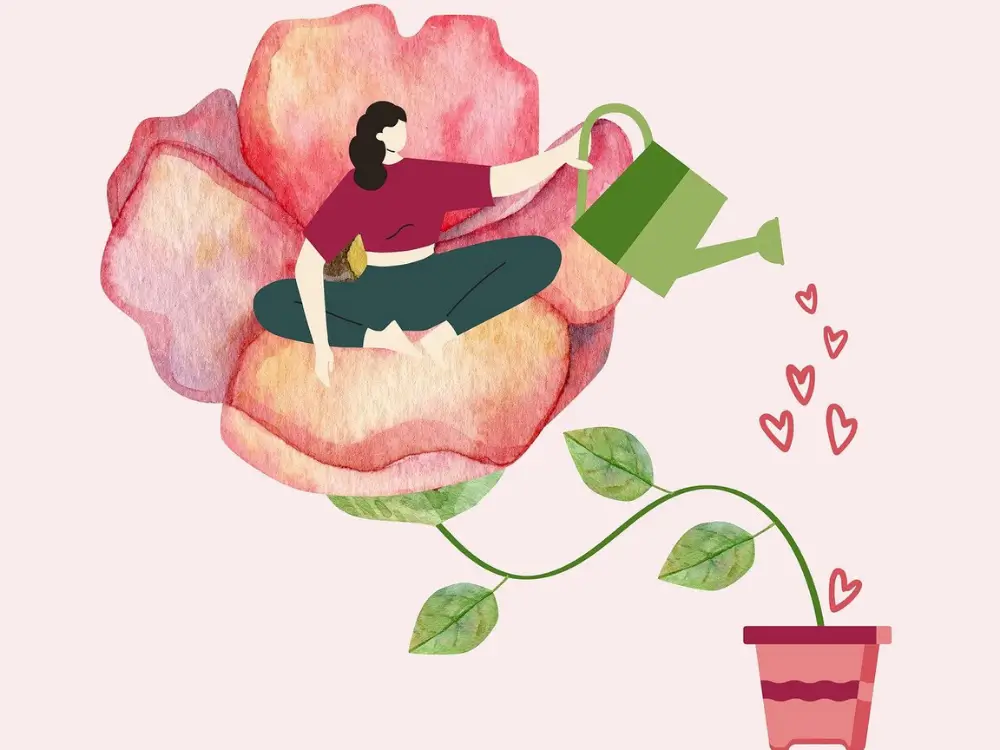 Reflexões Sobre o Amor-Próprio e a Aceitação do Corpo/Mulher Flor Crescer ilustração Photo by roszieon pixabay 