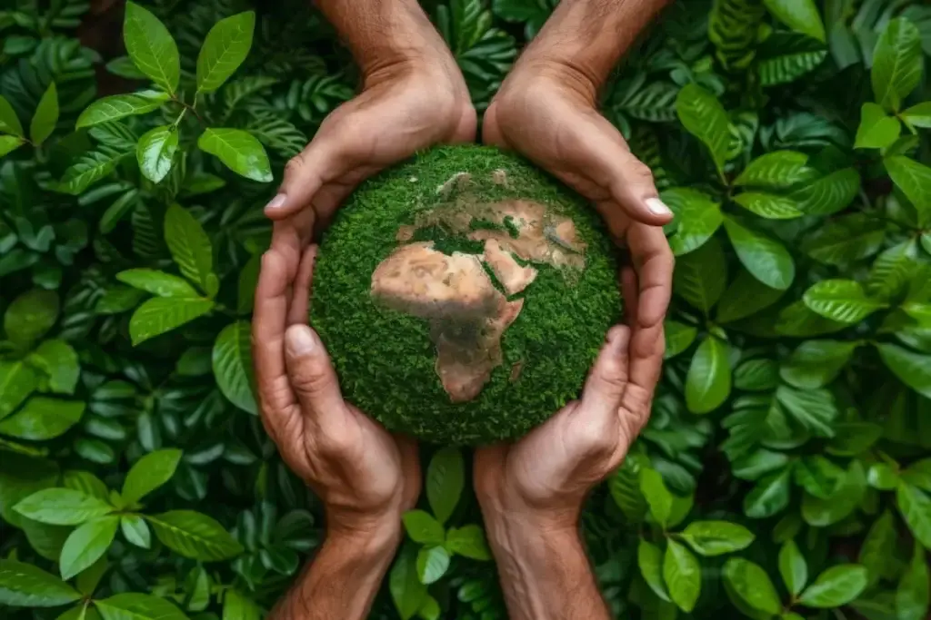 Vista de cima de pessoas que cuidam da mãe natureza Imagem de freepik